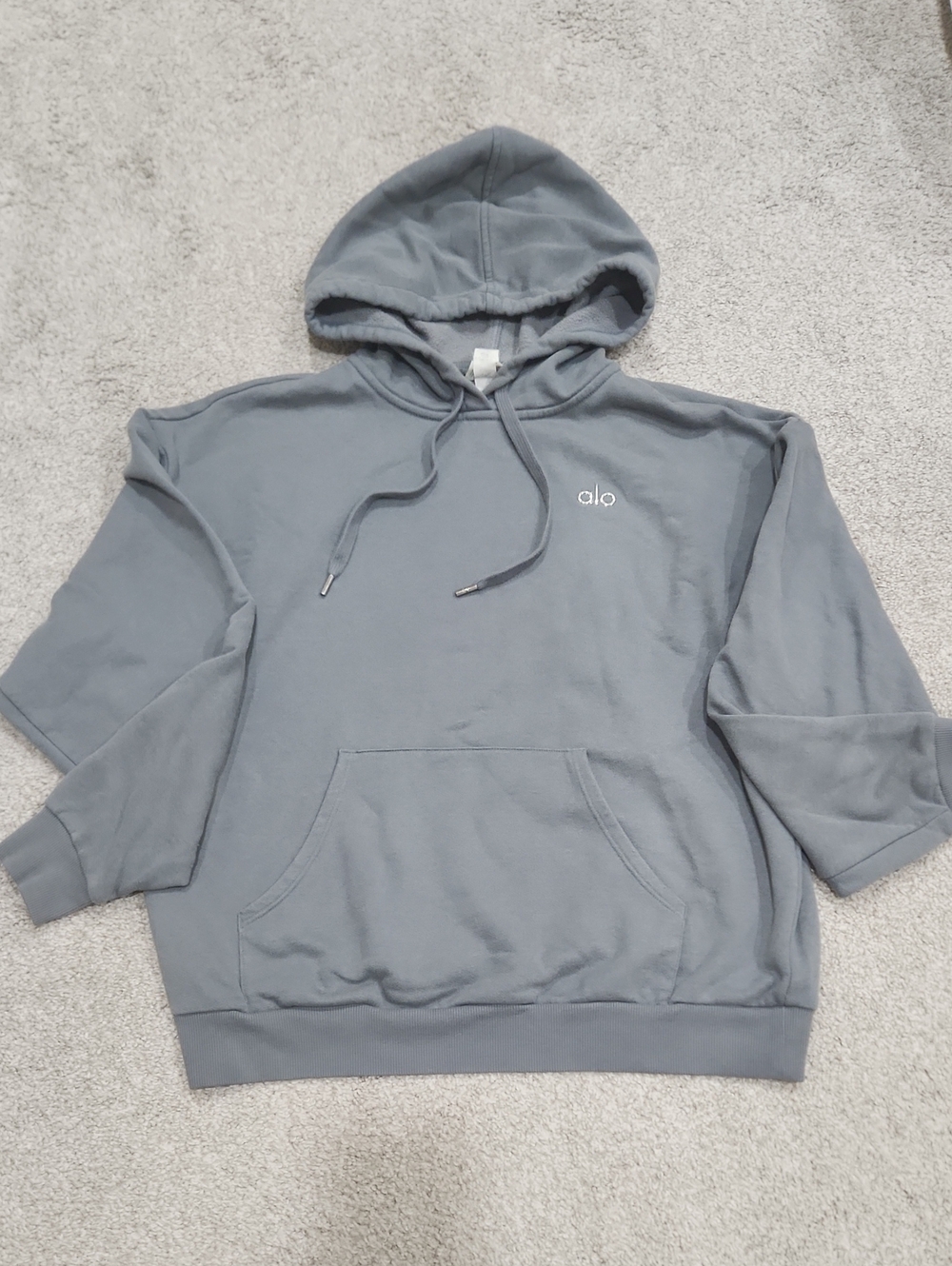 ALO Yoga Men's Gray Hooded Pullover Sweatshirt
